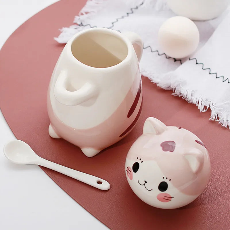 12 Styles Cute Cat Ceramic Mug Creative Hand Painted 3D Mugs with Handle Coffee Tea Milk Breakfast Cups Nice Gifts