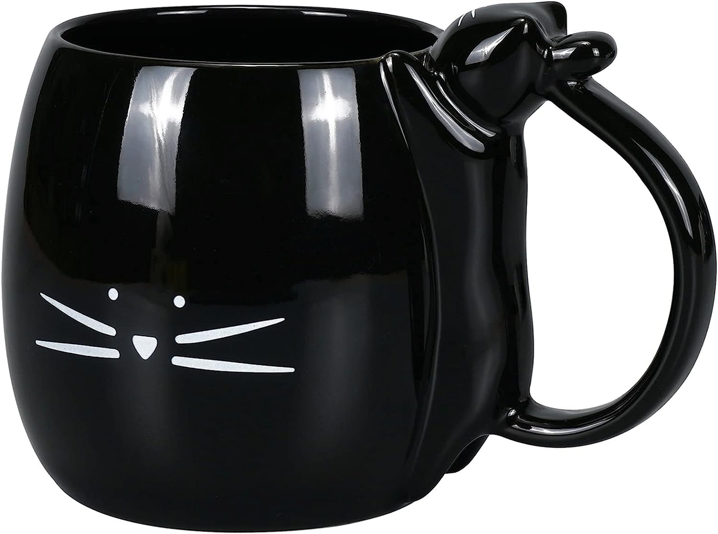 Coffee Mug Cute Cat Mug Gift for Cat Lovers Ceramic Tea Mugs Black 16 Oz