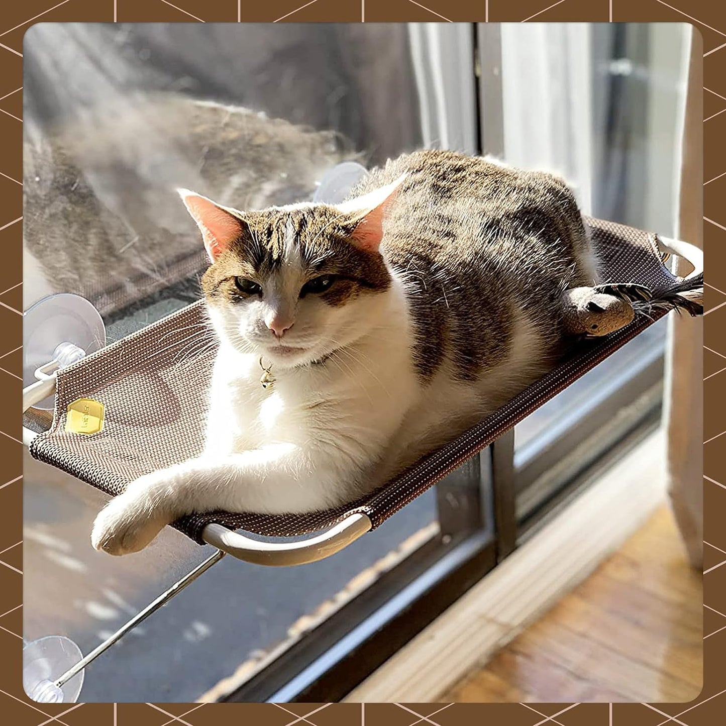 Cat Window Perch, Cozy Cat Window Hammock for Sunbathing Experience, Give Your Cat the Best Seat in the House with a Cat Window Bed - the Best Cat Perch for Your Furry Friend (M, Brown)