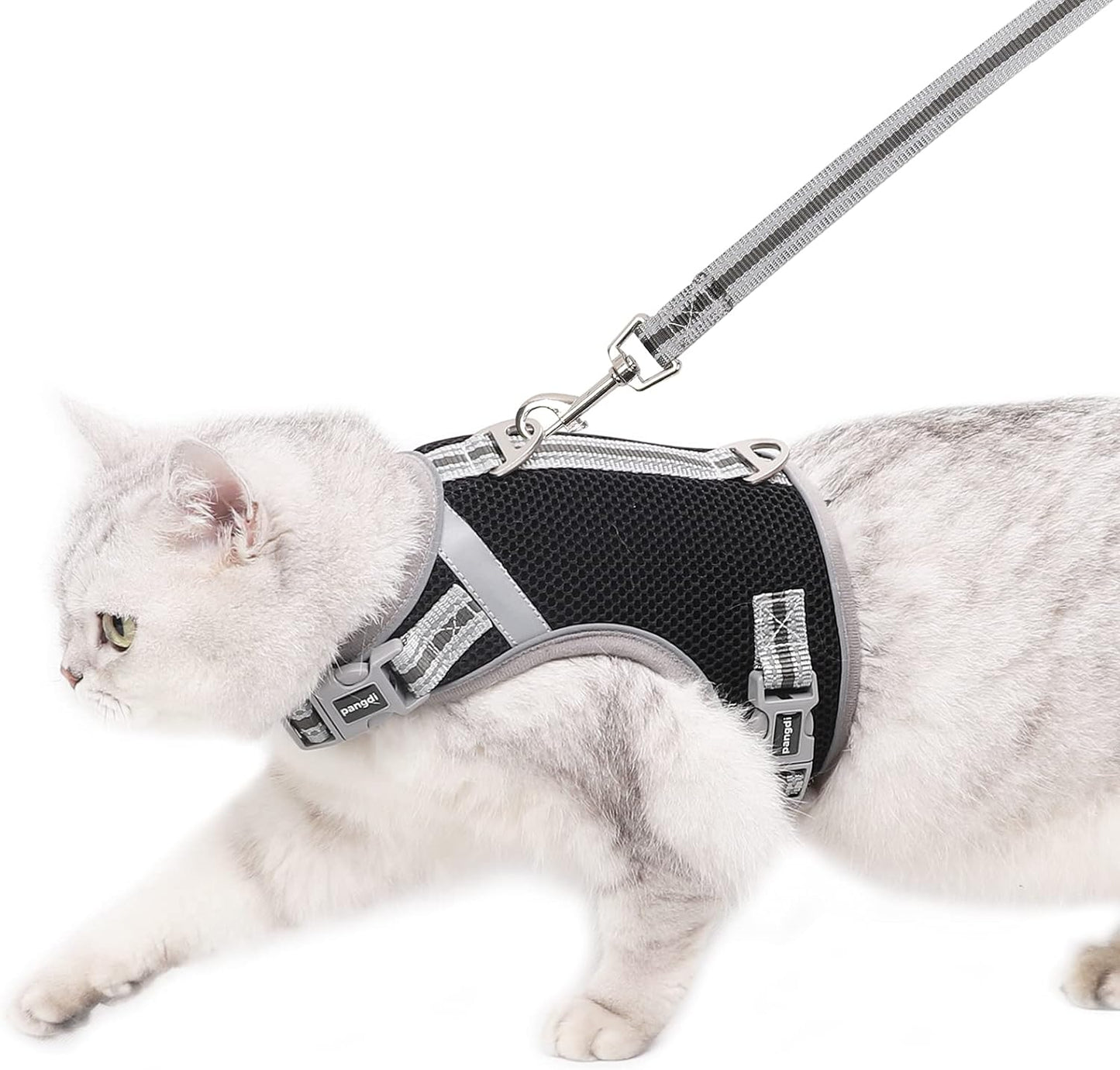 Cat Harness and Leash Escape Proof Cat Leash for Walking Travel Kitten Harness Service Cat Vest Black Large