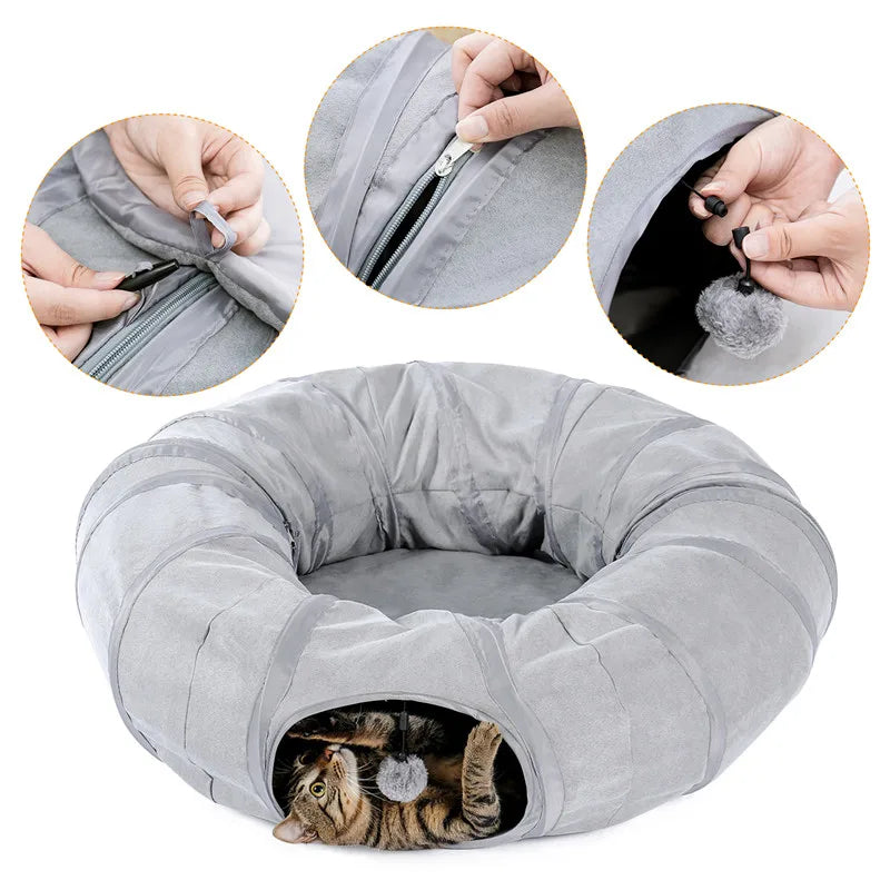 Drop Shipping Cat Play Toy Tunnel Funny Pet Tunnel Foldable Bulk Small Pet Toys Portable Rabbit Pet Tunnel Cat Beds House