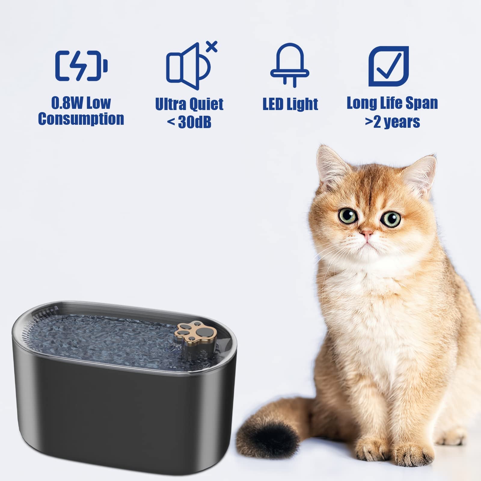 3L Cat Water Fountain Filter Automatic Drinker for Dogs Cats Pet Water Dispenser Ultra-Quiet Water Dispenser with LED Light Pet Products