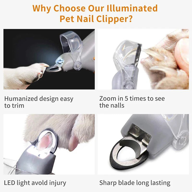 Professional Pet Nail Clipper Scissors with LED Light Cat Dog Nail Clippers Tool Scissors Nail Toeclaw Cutter Scissors Pet Suppl