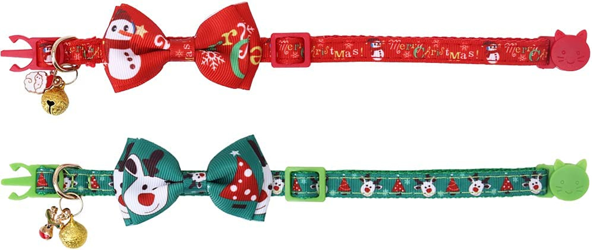 Christmas Cat Collar Breakaway with Bow Tie and Bell for Kitty Adjustable Safety