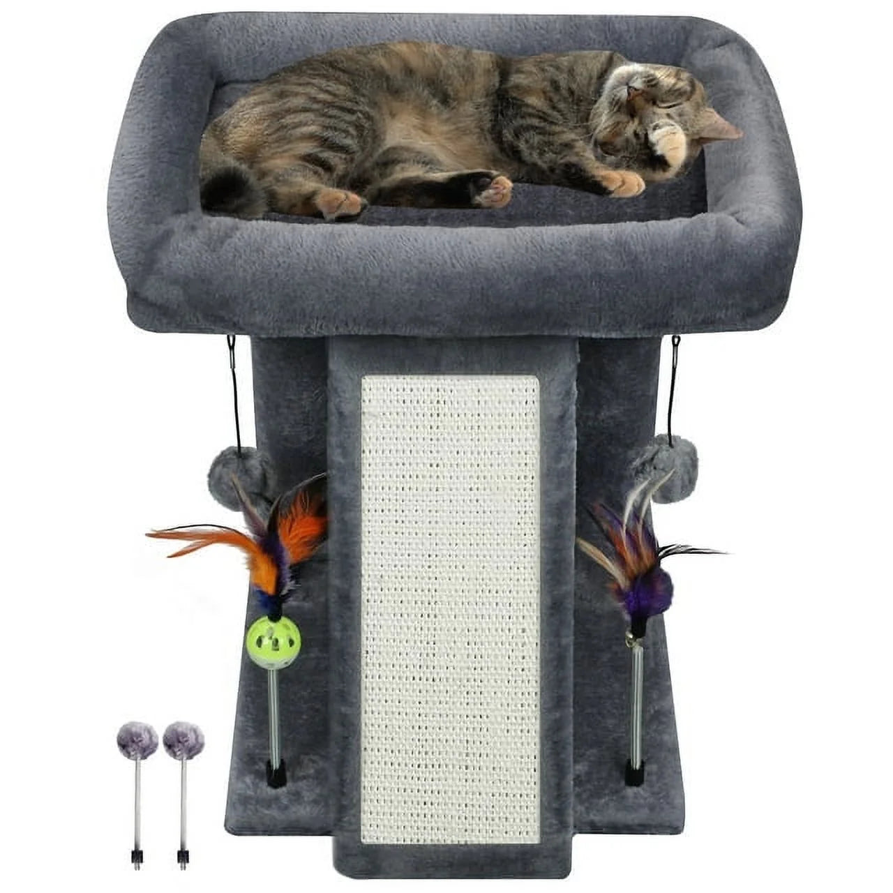 Cat Tree Tower with Scratching Board and Toy Balls