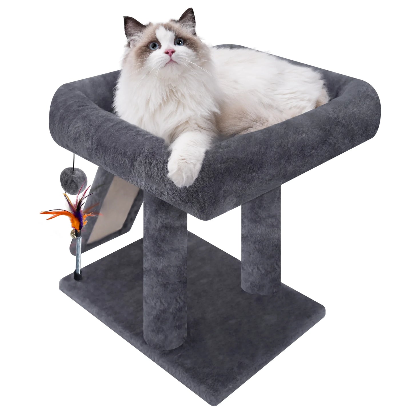 Cat Tree Tower with Scratching Board and Toy Balls