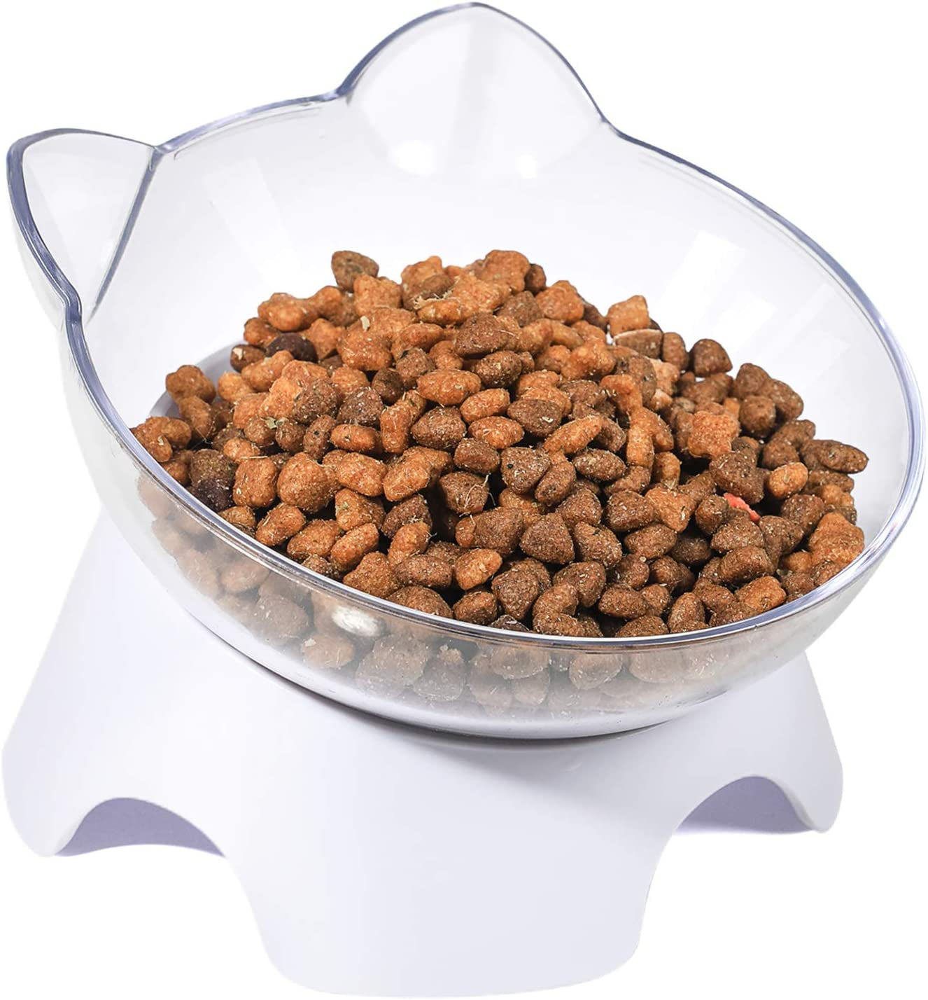 anti Spill Tilted Cat Food Bowls, Whisker Fatigue Elevated Bowls Set for Cat and Puppy, Cat Bowl Holds about 1 Cup of Pet Food