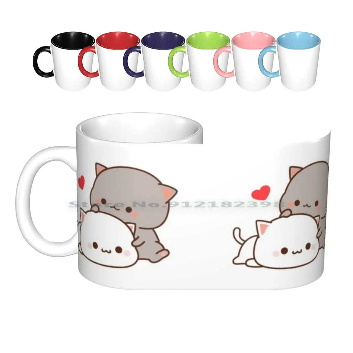 Cute Cats Ceramic Mugs Coffee Cups Milk Tea Mug Goma Cute Cat Person Peach Cat Boyfriend Cat Milk Girlfriend Kawaii Kitty Mochi