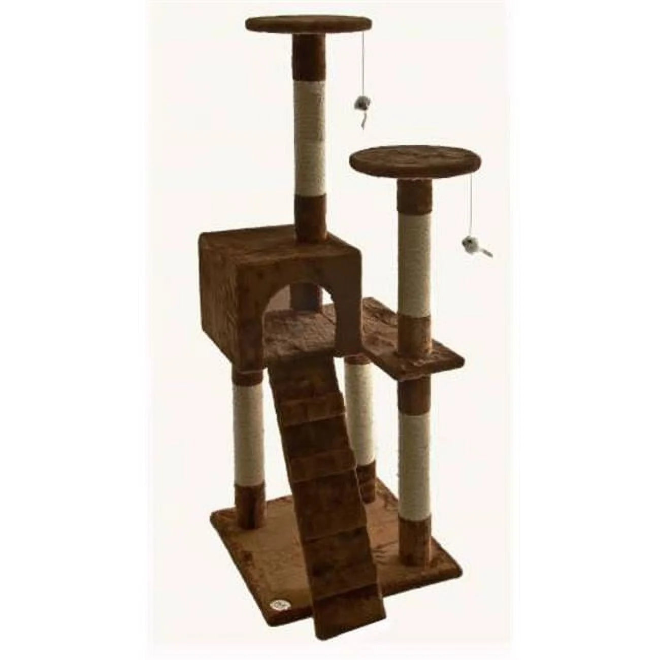 52-In Cat Tree & Condo Scratching Post Tower, Brown