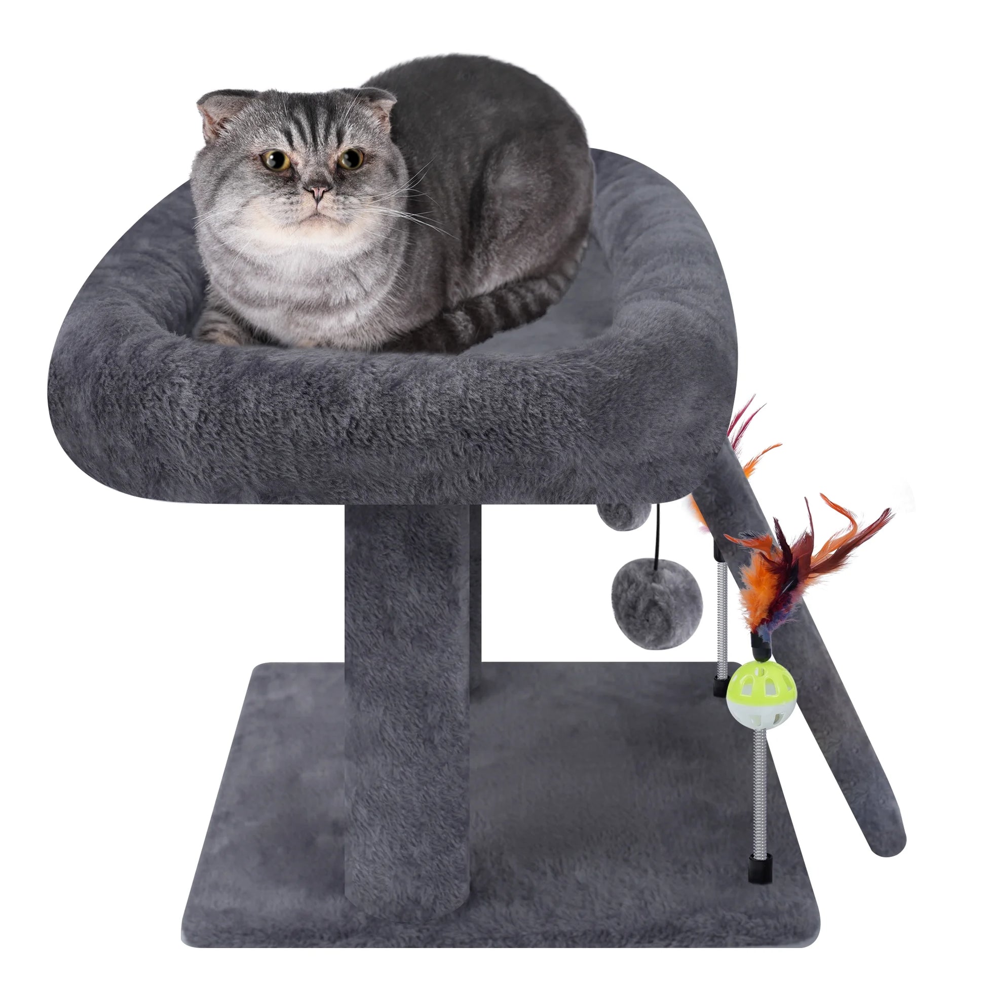 Cat Tree Tower with Scratching Board and Toy Balls