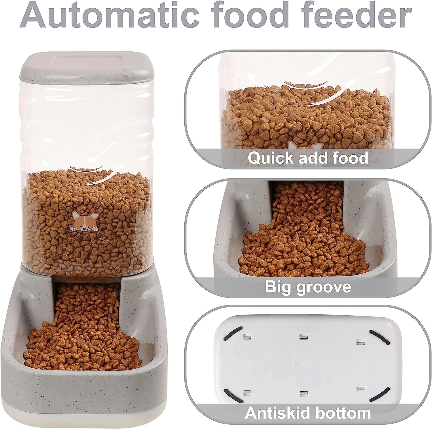 Pack of 2 Automatic Dog Cat Gravity Food and Water Dispenser 3.8L 1 Gallon Each, Set: 1X Water Dispenser and 1X Food Dispenser