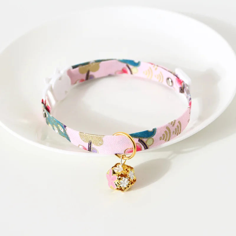 Cat Collar with Hollow Bell Cute Japanese Style Small Cats Necklace Adjustable Safety Puppy Kitten Collars Pet Rabbit Bow Tie