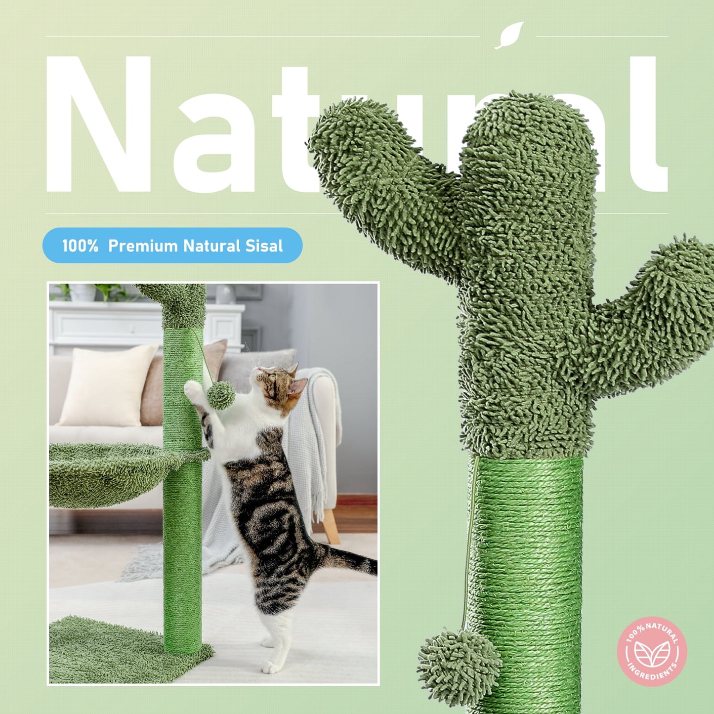 33" Cactus Scratching Post with Large Hammock