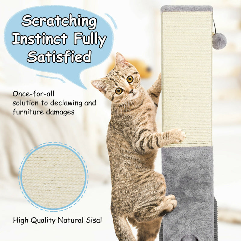 31 Inch Tall Cat Scratching Post Claw Scratcher with Sisal Rope and 2 Plush Ball