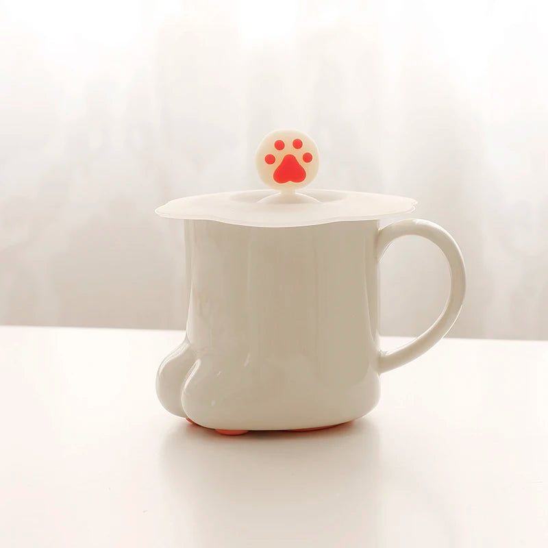 Cute Cat Paw Mug Coffee Mug Cartoon 3D Cat Claw Ceramic Drinkware with Lid Milk Breakfast Oatmeal Cup Birthday Christmas Gifts