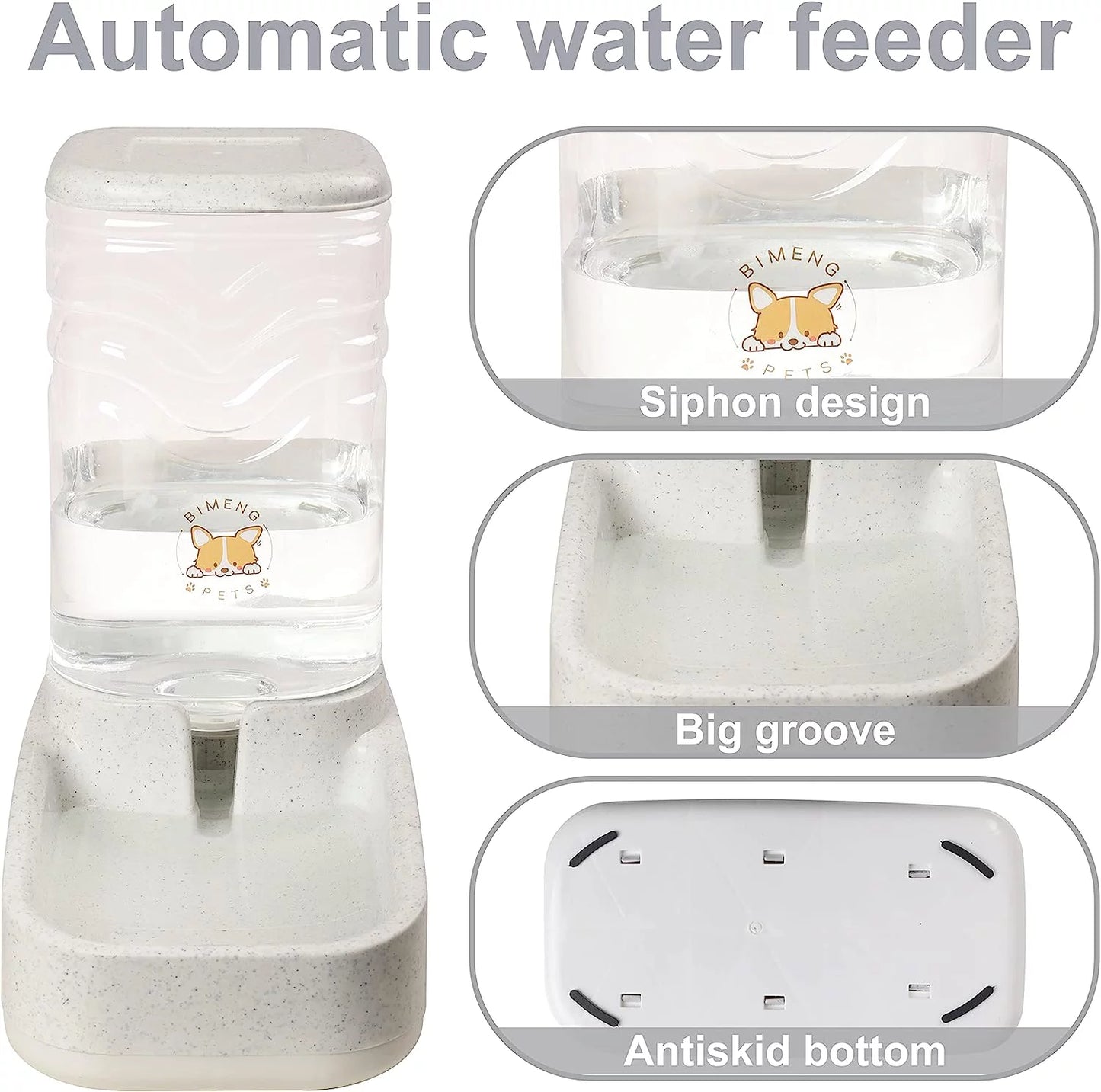 Pack of 2 Automatic Dog Cat Gravity Food and Water Dispenser 3.8L 1 Gallon Each, Set: 1X Water Dispenser and 1X Food Dispenser