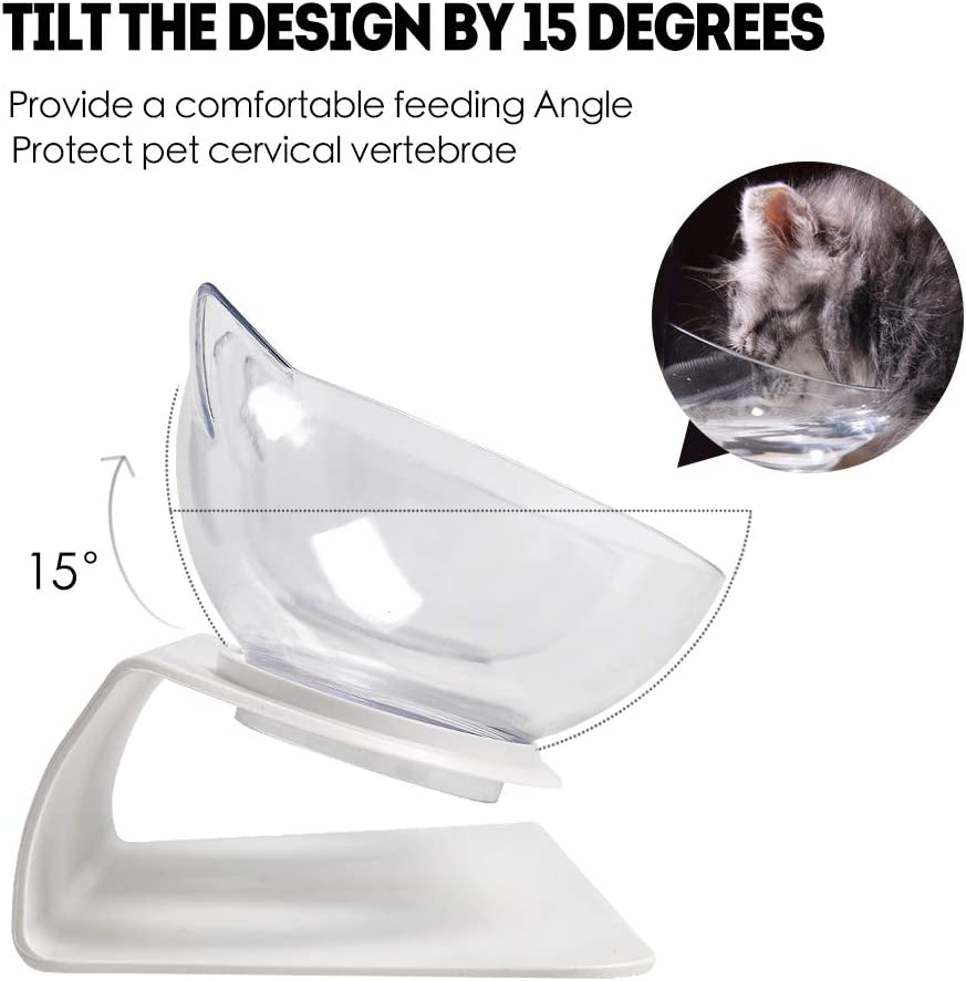 Cat Bowls Cat Dog Food Bowls, Creative Non-Slip Base Double Bowl Dog Bowl Cat Bowl for Food Water with Raised Stand, 15° Tilted Pet Bowl Stress-Free Suit for Dogs Cats Rabbits