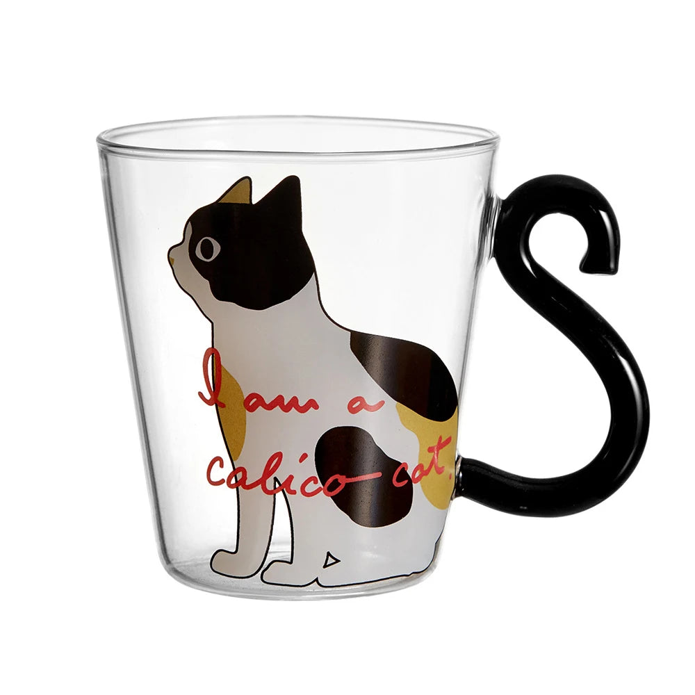 250 Ml Cute Black Cat Glass Coffee Mug Set Handgrip Animal Shaped Milk Water Juice Mugs Tea Cup Japanese Style Kawaii Gift Home