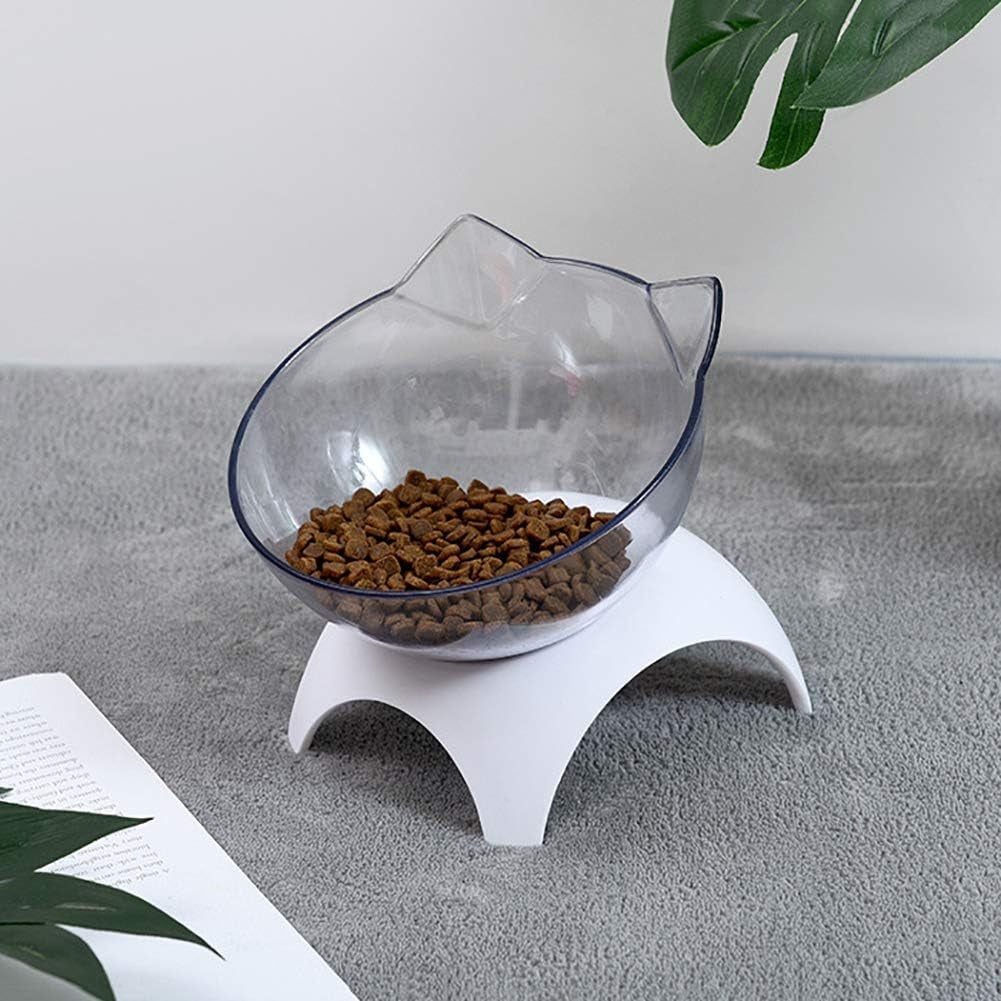 Cat Elevated Bowl with Raised Stand, 15 Degree Tilted Design Neck Guard Stand Raised Pet Food Water Feeder Bowl for Cats or Small Dogs