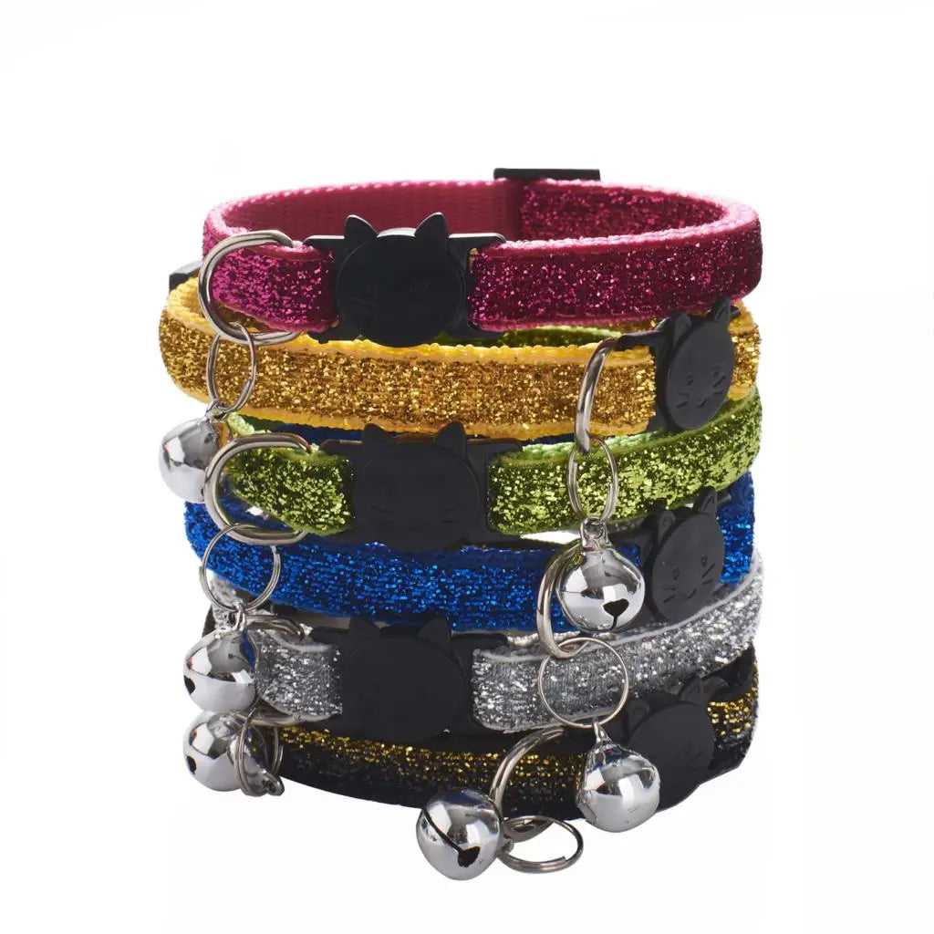 Pet Cat Dog Collars Polyester Adjustable Cat Collars with Bell Safety Buckle Dog Collar Necklace Collar Pet Supplies Accessories