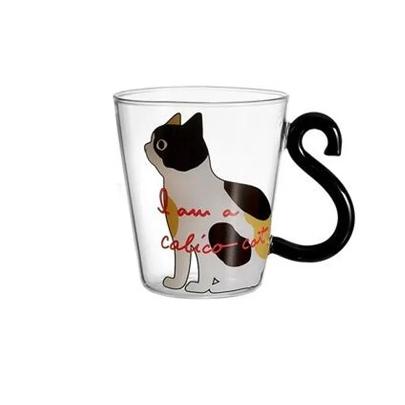 250 Ml Cute Black Cat Glass Coffee Mug Set Handgrip Animal Shaped Milk Water Juice Mugs Tea Cup Japanese Style Kawaii Gift Home