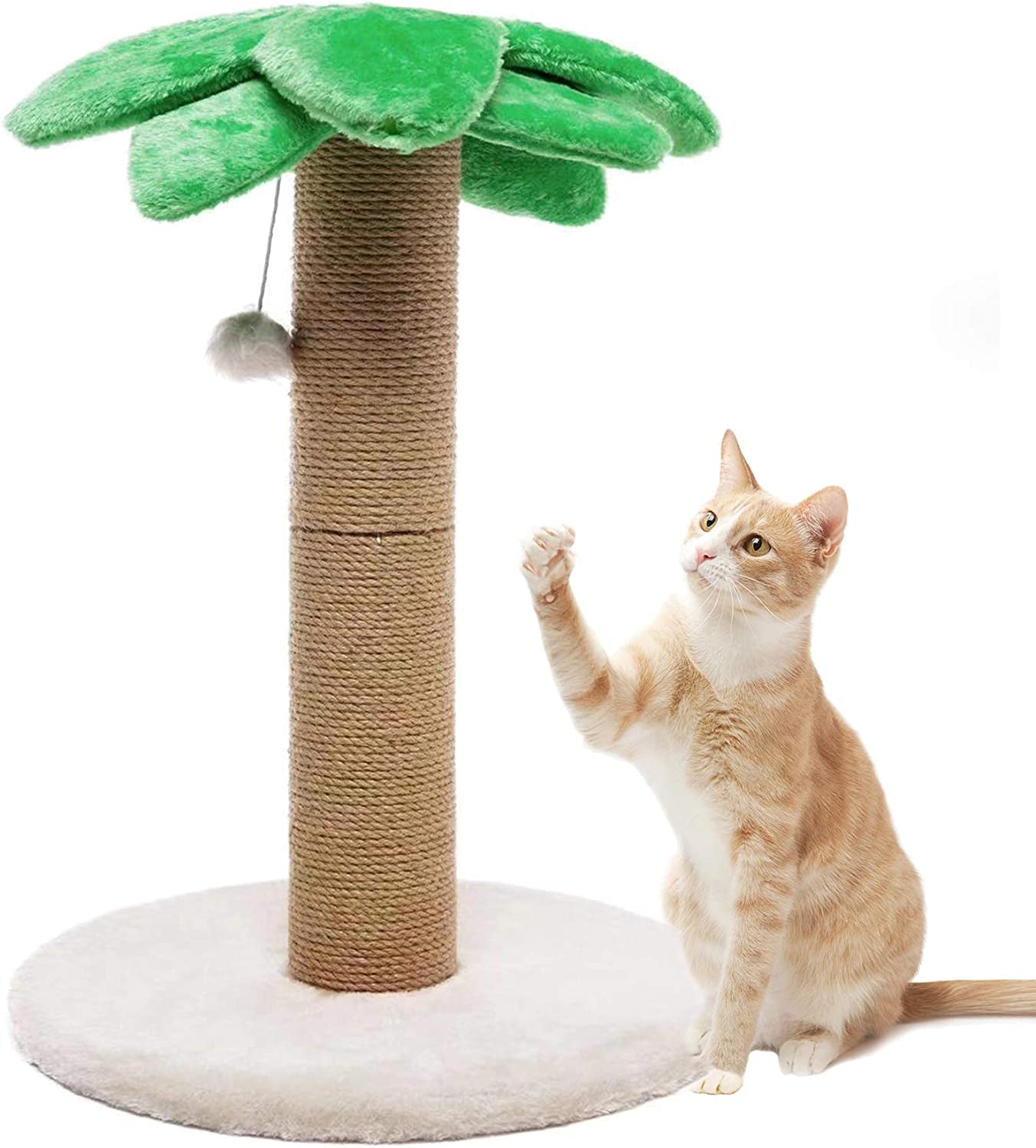 Small Cat Scratching Posts Kitty Coconut Palm Tree-Cat Scratch Post for Cats and Kittens - Natural Jute Sisal Scratch Pole Cat Scratcher (23IN)