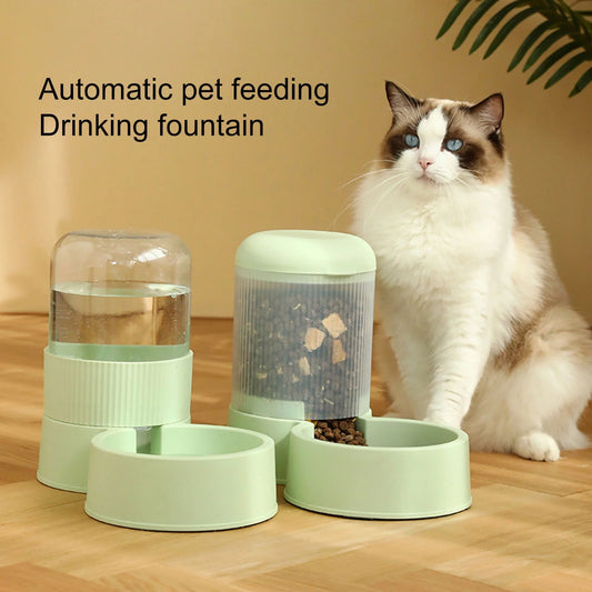 Large Capacity Automatic Pet Feeder and Water Dispenser Self-Feeding Smart Pet Bowl Filtered Drinking Bowl Pet Accessories Yellow Size B