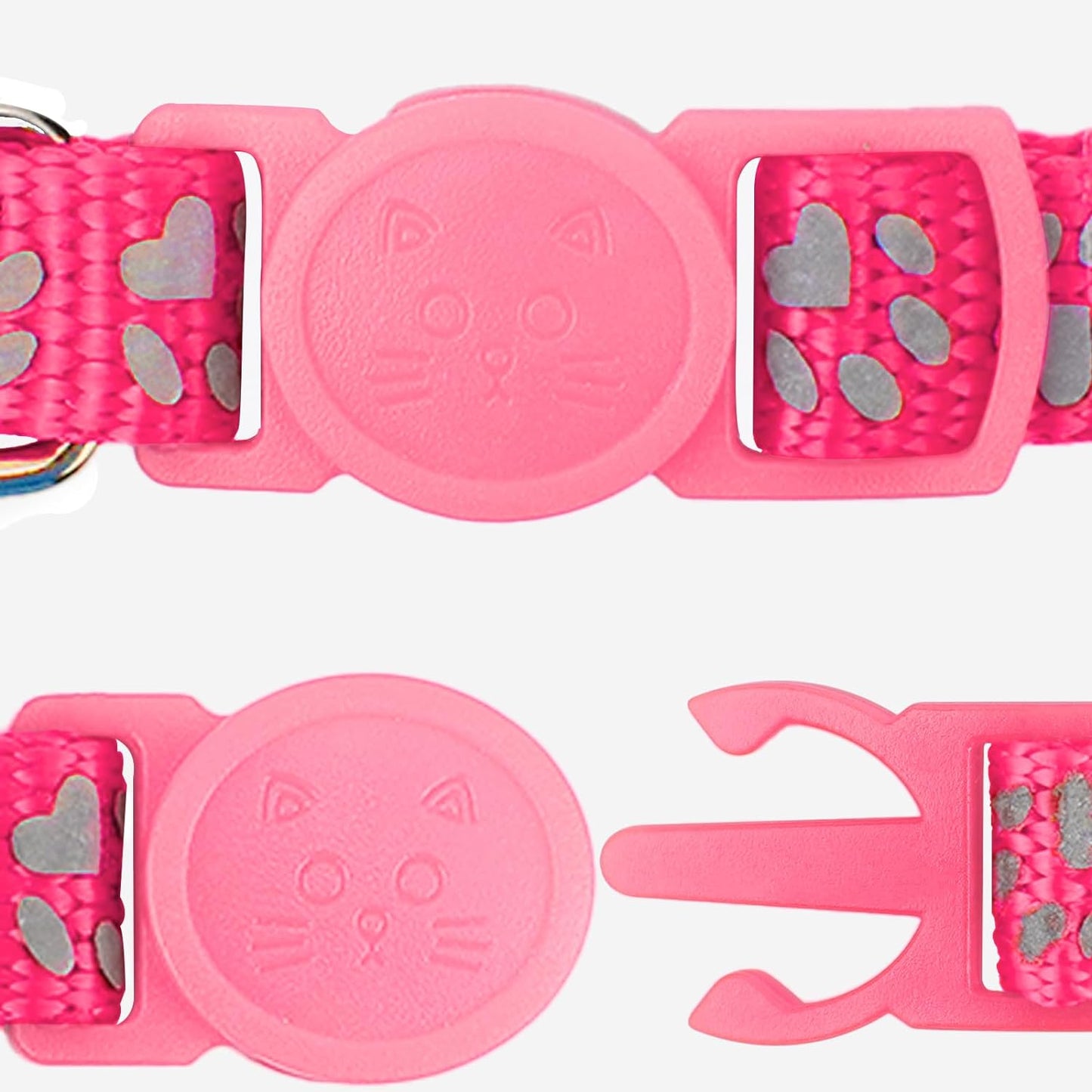 Reflective Cat Collar Breakaway with Bells, 2 Pack Girl Boy Pet Cat Collar Adjustable 7.5-12.5 Inch, Pink