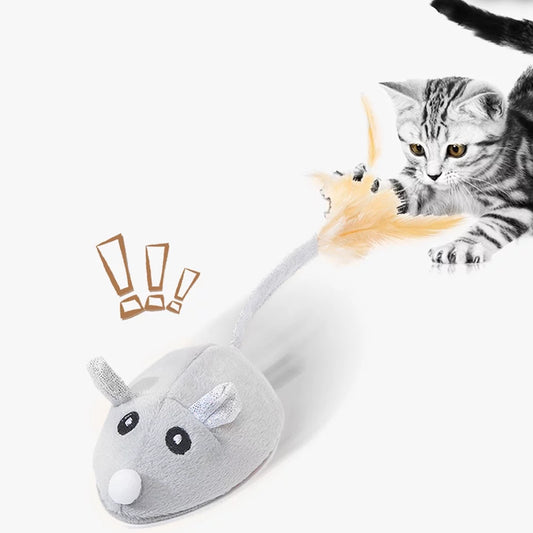 Cat Toys, Electronic Interactive Cat Toys for Indoor Cats, Automatic Cat Toys with Feather Tail, Smart Sensing Mouse Cat Toys with USB Rechargeable for Kitten Indoor Outdoor Activity