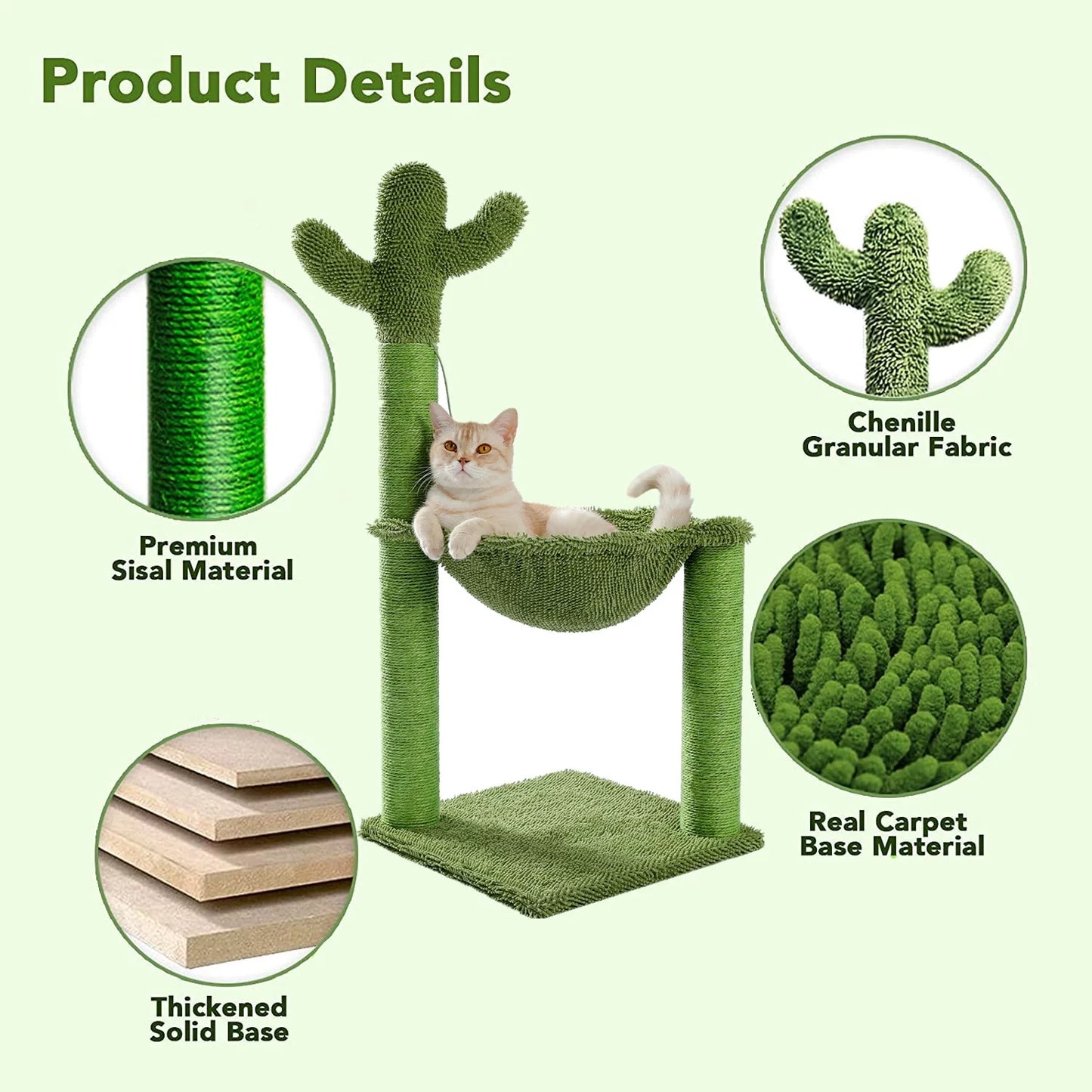 33" Cactus Scratching Post with Large Hammock