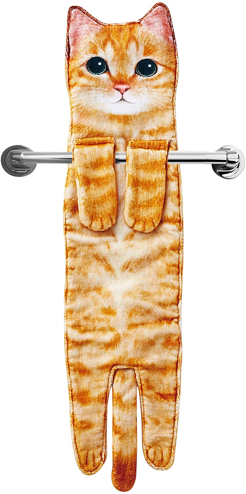 Cat Funny Hand Towels for Bathroom Kitchen - Cute Decorative Cat Decor Hanging Washcloths Face Towels Super Absorbent Soft - Mothers Day Easter House Warming Birthday Gifts for Women Cat Lovers-Orange