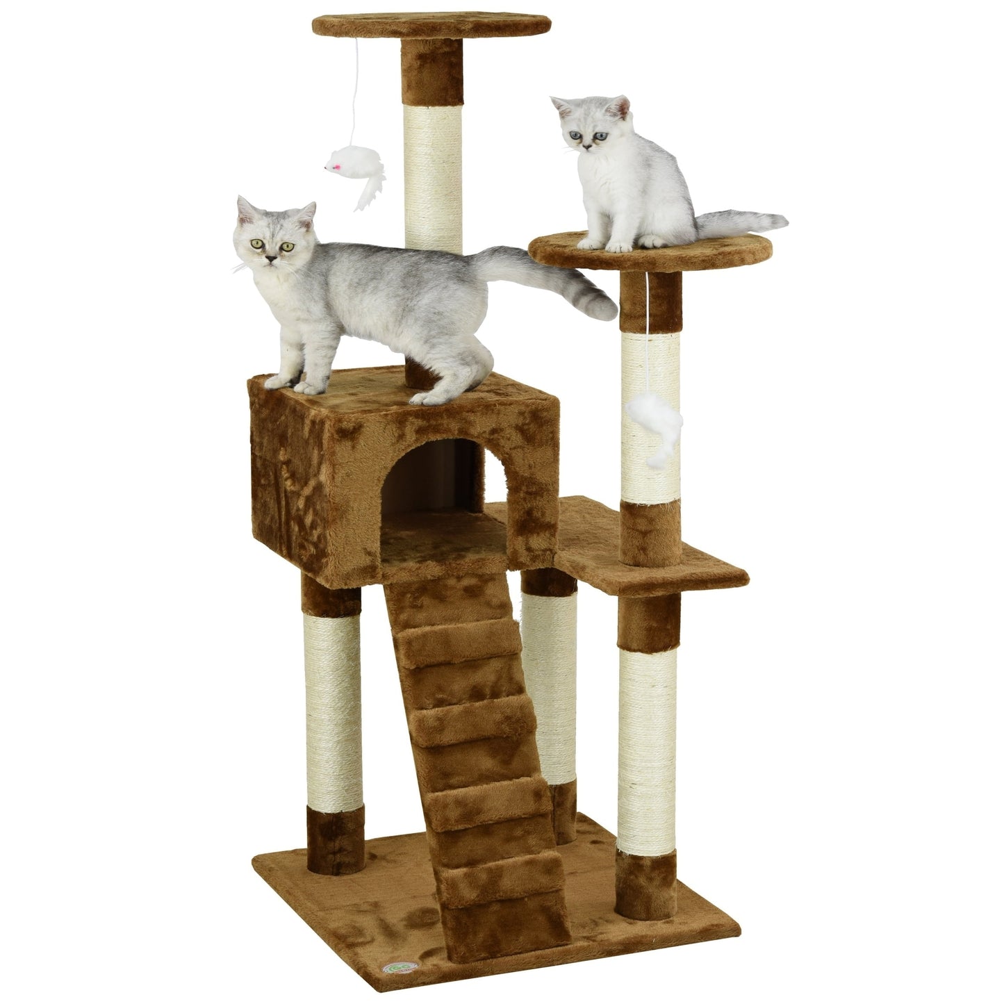 52-In Cat Tree & Condo Scratching Post Tower, Brown