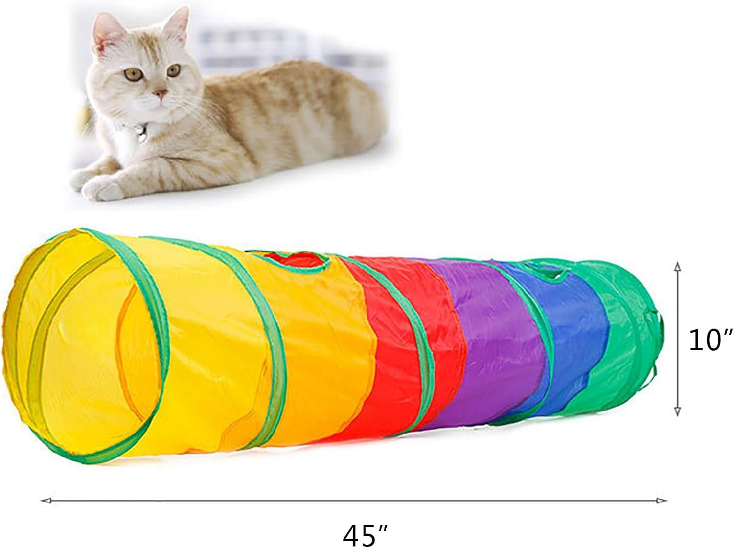 Cat Toys, Kitten Toys, 25 Assorted Cat Stuff Toys Pack Including Crinkle Tunnel Ball Wand Teaser Feather Mouse Mice Spring Assortment Kit for Cats Kittens Rabbits Puppies Rainbow