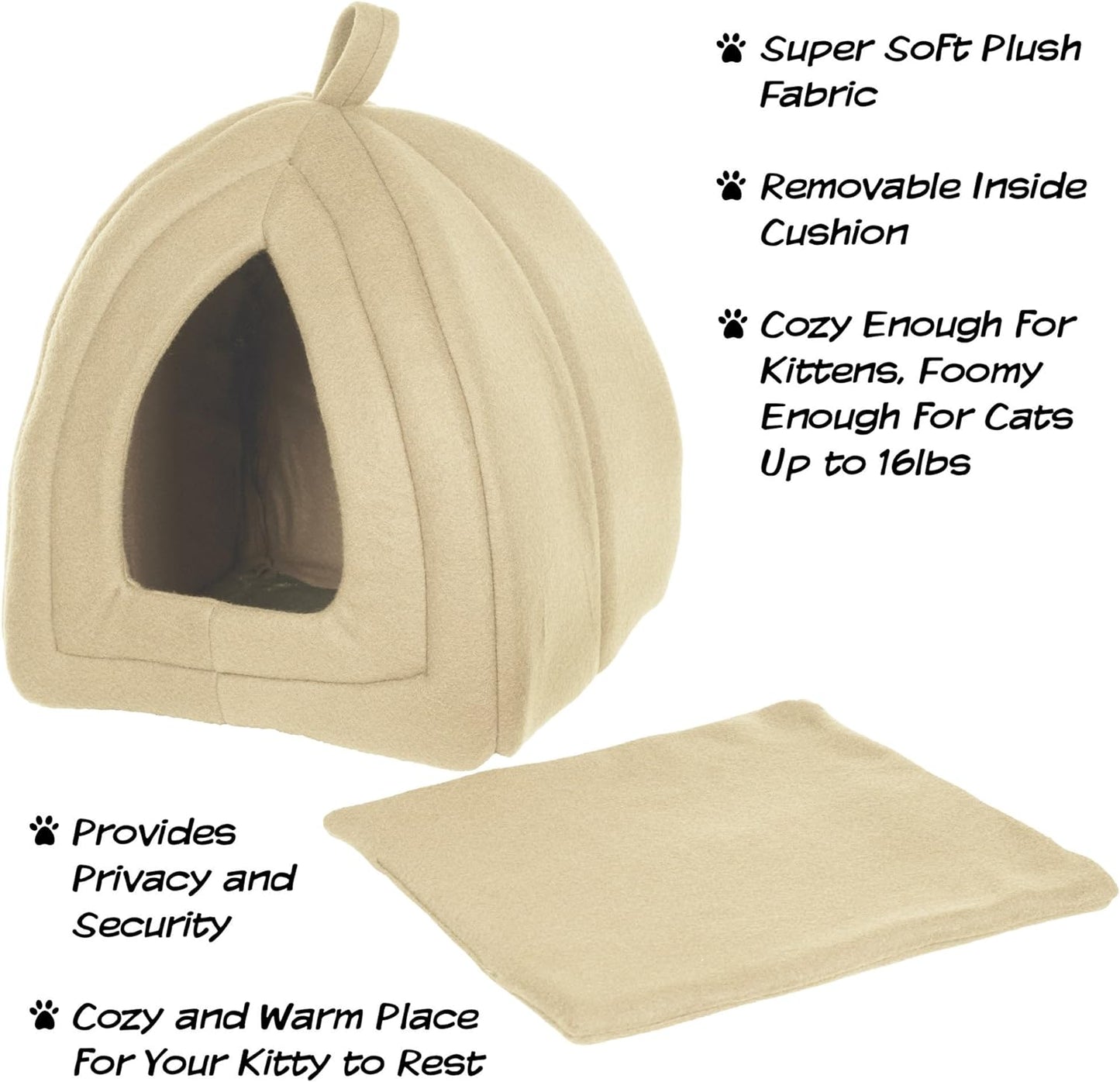 Cat House - Indoor Bed with Removable Foam Cushion